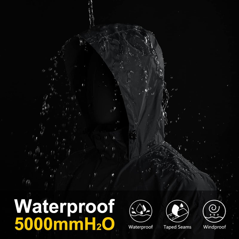 33,000ft Packable Rain Jacket Men's Lightweight Waterproof Rain Shell Jacket Raincoat with Hood for Golf Cycling Windbreaker - Image 2